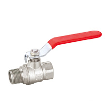 pneumatic red long handle small interface chrome plated double union external thread brass ball valve